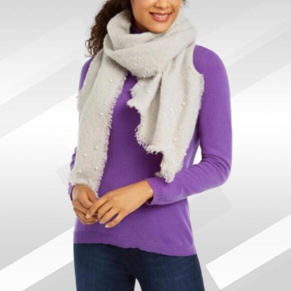 2/$30 INC International Concepts Gray Faux Pearl Embellished Bias Wrap One Size - Picture 1 of 6